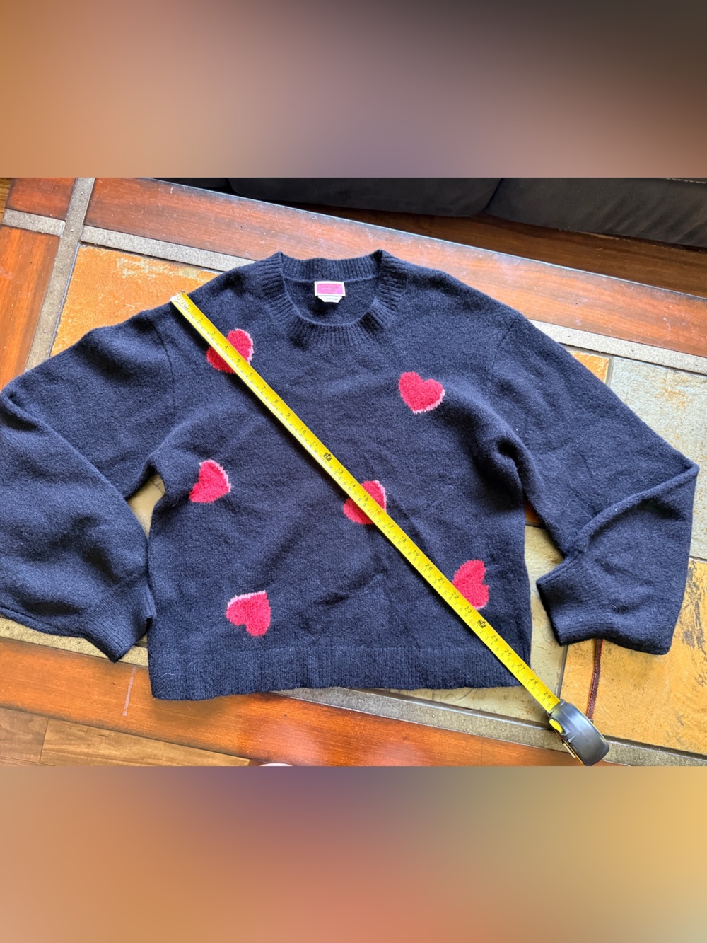 Kate spade large wool blend navy red hearts luxury designer high end soft fun